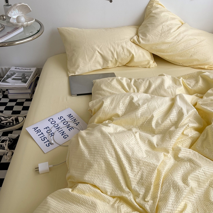 91家纺网 家纺一手货源 找家纺 曼谷 新款泡泡四件套博主同款立体小泡芙四件套 芒果泡泡