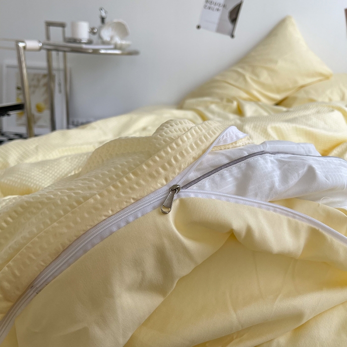 91家纺网 家纺一手货源 找家纺 曼谷 新款泡泡四件套博主同款立体小泡芙四件套 芒果泡泡