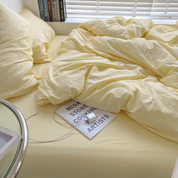 91家纺网 家纺一手货源 找家纺 曼谷 新款泡泡四件套博主同款立体小泡芙四件套 芒果泡泡