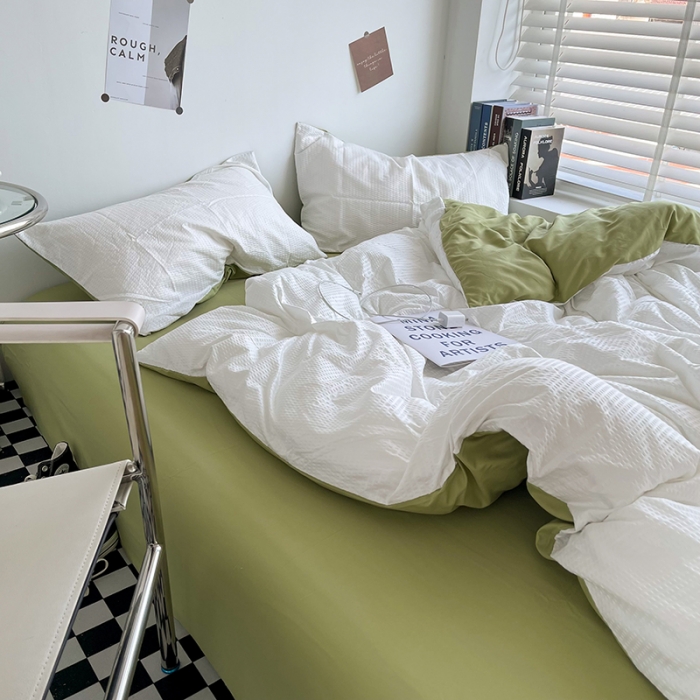 91家纺网 家纺一手货源 找家纺 曼谷 新款泡泡四件套博主同款立体小泡芙四件套 奶绿泡泡