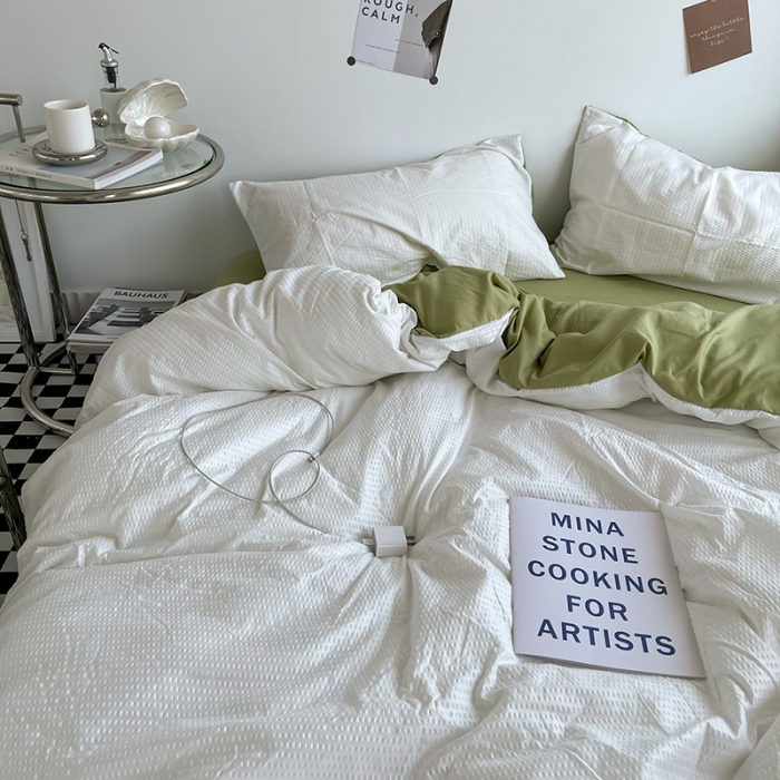 91家纺网 家纺一手货源 找家纺 曼谷 新款泡泡四件套博主同款立体小泡芙四件套 奶绿泡泡