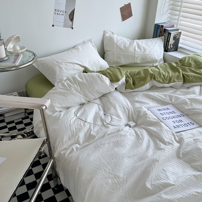 91家纺网 家纺一手货源 找家纺 曼谷 新款泡泡四件套博主同款立体小泡芙四件套 奶绿泡泡