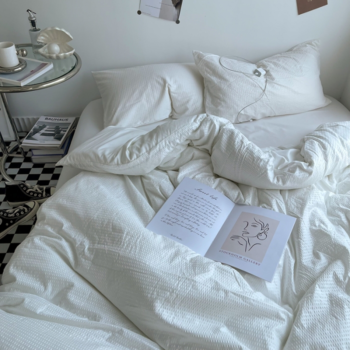 91家纺网 家纺一手货源 找家纺 曼谷 新款泡泡四件套博主同款立体小泡芙四件套 奶油泡泡