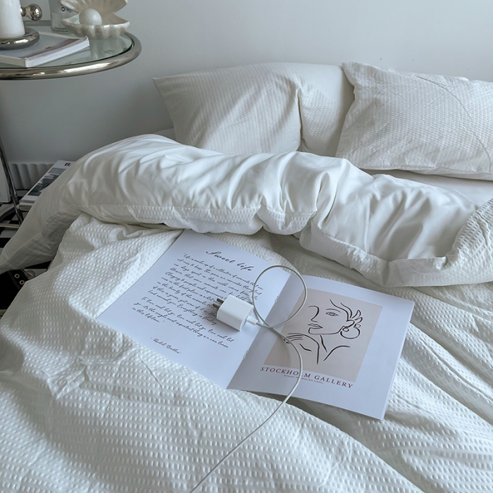 91家纺网 家纺一手货源 找家纺 曼谷 新款泡泡四件套博主同款立体小泡芙四件套 奶油泡泡