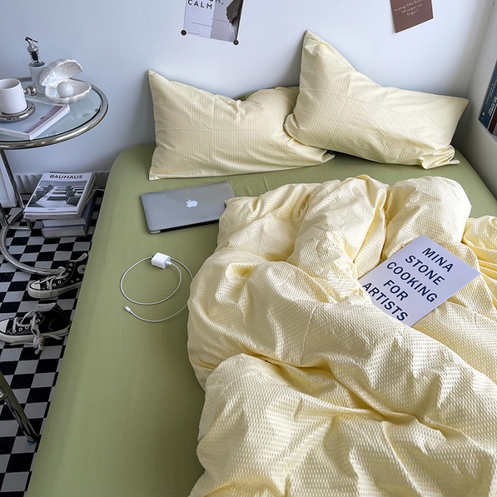 91家纺网 家纺一手货源 找家纺 曼谷 新款泡泡四件套博主同款立体小泡芙四件套 青柚泡泡