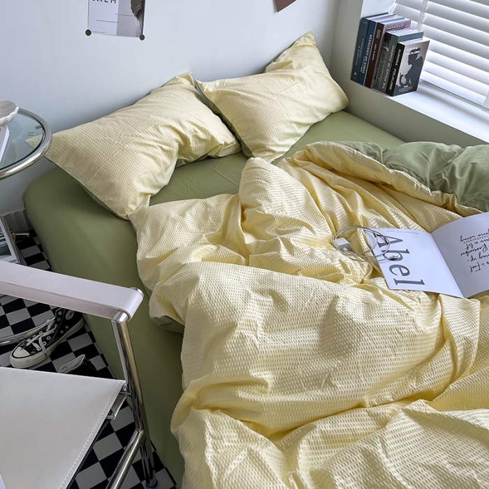 91家纺网 家纺一手货源 找家纺 曼谷 新款泡泡四件套博主同款立体小泡芙四件套 青柚泡泡