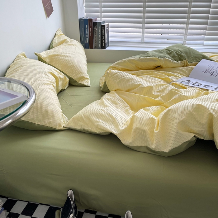 91家纺网 家纺一手货源 找家纺 曼谷 新款泡泡四件套博主同款立体小泡芙四件套 青柚泡泡