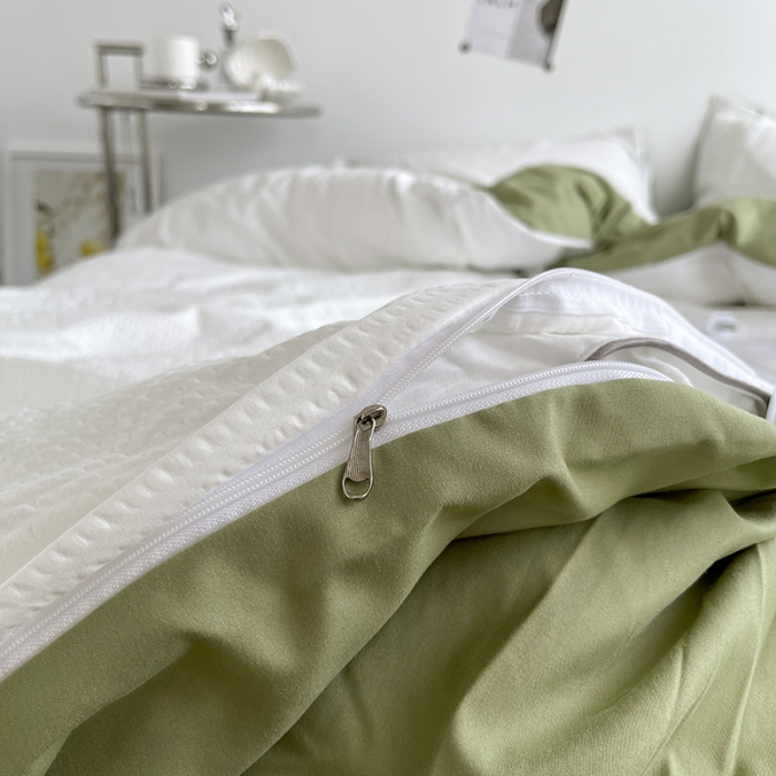 91家纺网 家纺一手货源 找家纺 曼谷 新款泡泡四件套博主同款立体小泡芙四件套 奶绿泡泡