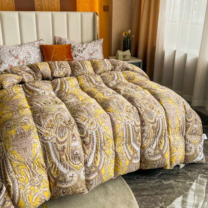 91家纺网 家纺一手货源 找家纺 织梦人羽绒被95级鹅绒120支全棉活性印花大量现货 奢羽金