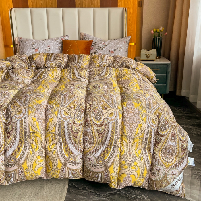 91家纺网 家纺一手货源 找家纺 织梦人羽绒被95级鹅绒120支全棉活性印花大量现货 奢羽金