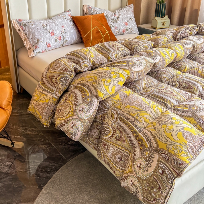 91家纺网 家纺一手货源 找家纺 织梦人羽绒被95级鹅绒120支全棉活性印花大量现货 奢羽金