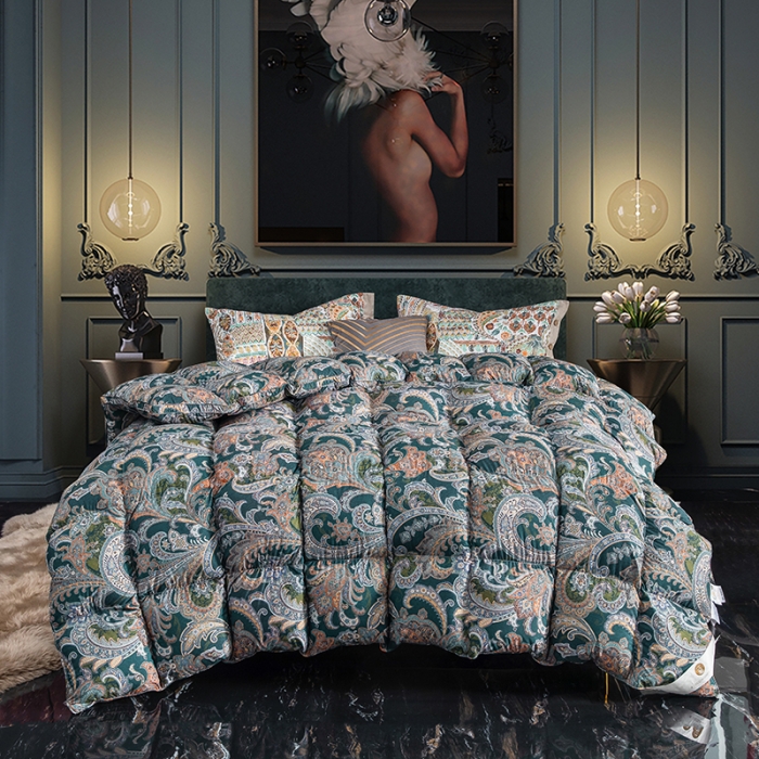 91家纺网 家纺一手货源 找家纺 织梦人羽绒被花型95级鹅绒被120支全棉活性印花现货欧格斯