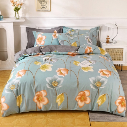 91家纺网 家纺一手货源 找家纺 （总1）星期三 2021新款花卉系列全棉13372四件套（加老板微信有会员价）