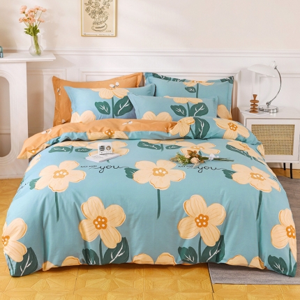 91家纺网 家纺一手货源 找家纺 （总2）星期三 2021新款花卉系列全棉13372四件套（加老板微信有会员价）