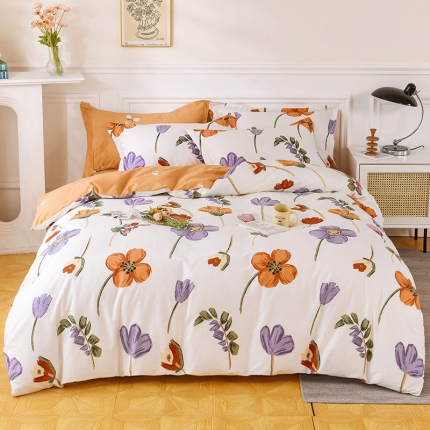 91家纺网 家纺一手货源 找家纺 （总2）星期三 2021新款花卉系列全棉13372四件套（加老板微信有会员价）