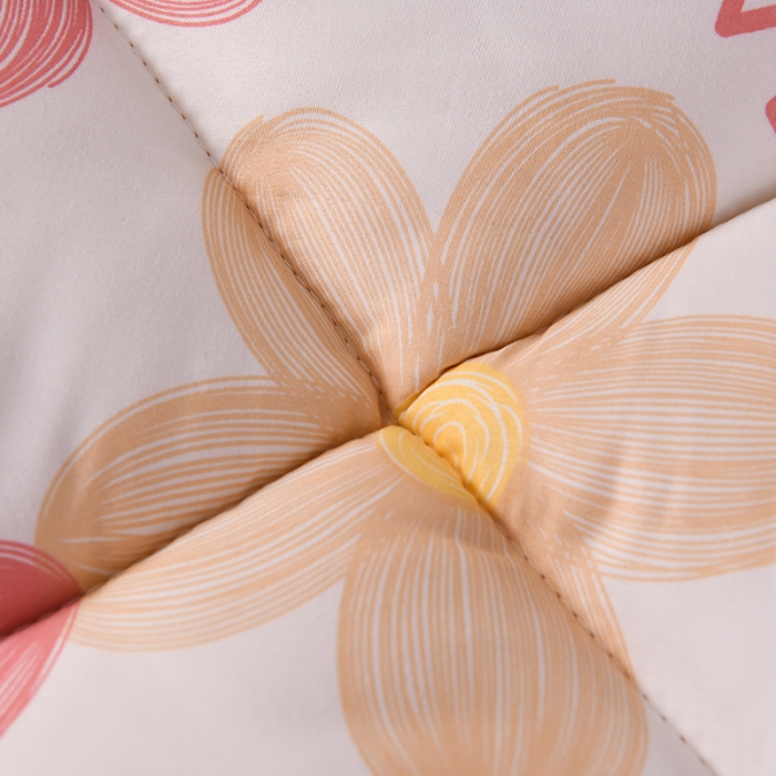 91家纺网 家纺一手货源 找家纺 富威堡家纺2023新款亲肤棉印花床垫 向阳花红