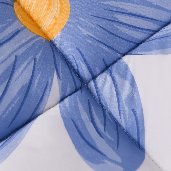 91家纺网 家纺一手货源 找家纺 富威堡家纺2023新款亲肤棉印花床垫 向阳花蓝