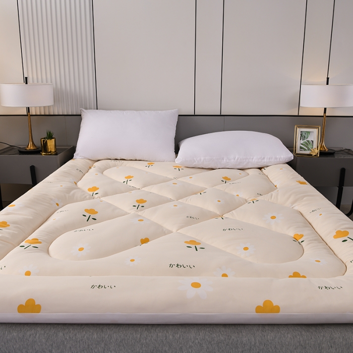 91家纺网 家纺一手货源 找家纺 富威堡家纺2023新款亲肤棉印花床垫 郁金香米