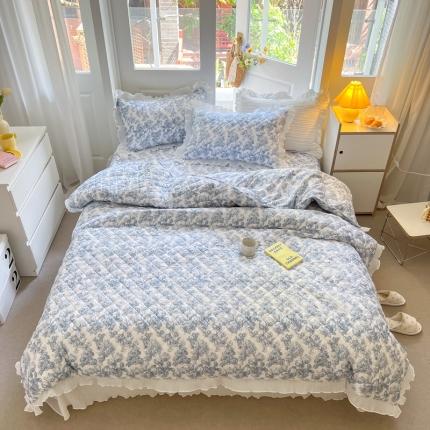 91家纺网 家纺一手货源 找家纺 淑女公社家纺 2022新款四季多功能全夹棉四件套 似水流年