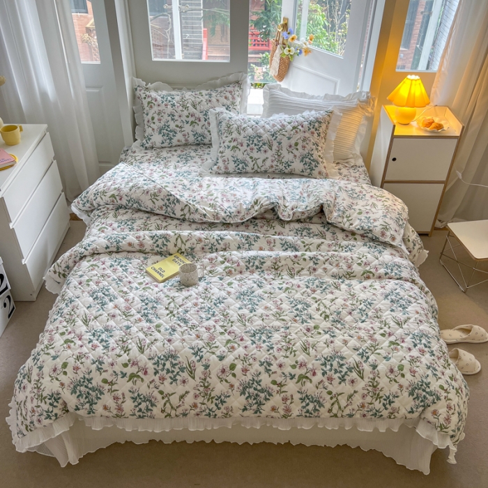 91家纺网 家纺一手货源 找家纺 淑女公社家纺 2022新款四季多功能全夹棉四件套 初见