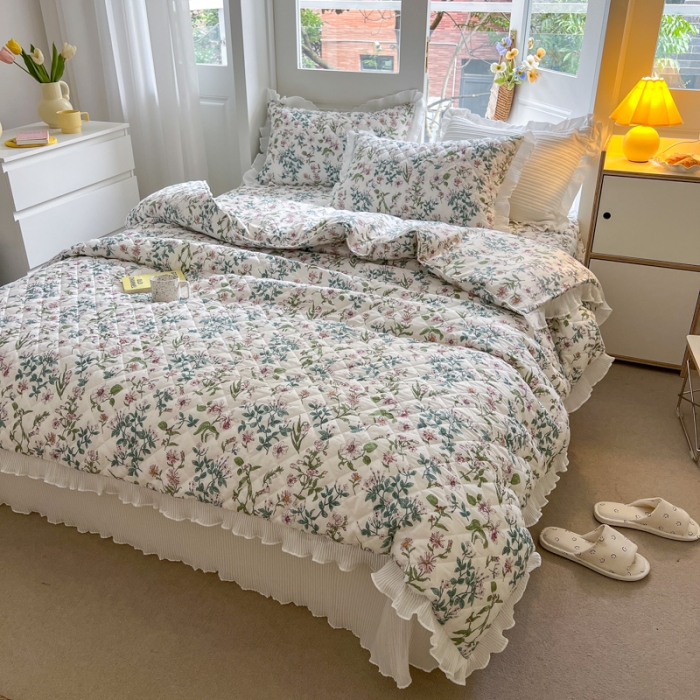 91家纺网 家纺一手货源 找家纺 淑女公社家纺 2022新款四季多功能全夹棉四件套 初见