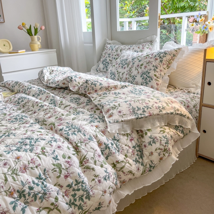 91家纺网 家纺一手货源 找家纺 淑女公社家纺 2022新款四季多功能全夹棉四件套 初见