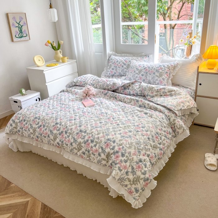 91家纺网 家纺一手货源 找家纺 淑女公社家纺 2022新款四季多功能全夹棉四件套 芳华