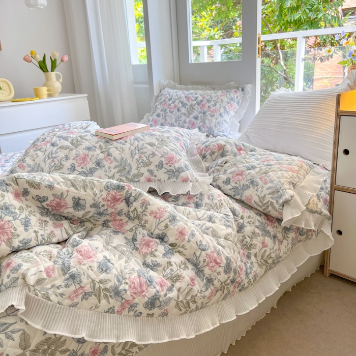 91家纺网 家纺一手货源 找家纺 淑女公社家纺 2022新款四季多功能全夹棉四件套 芳华