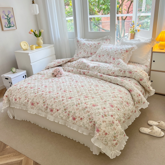 91家纺网 家纺一手货源 找家纺 淑女公社家纺 2022新款四季多功能全夹棉四件套 花期