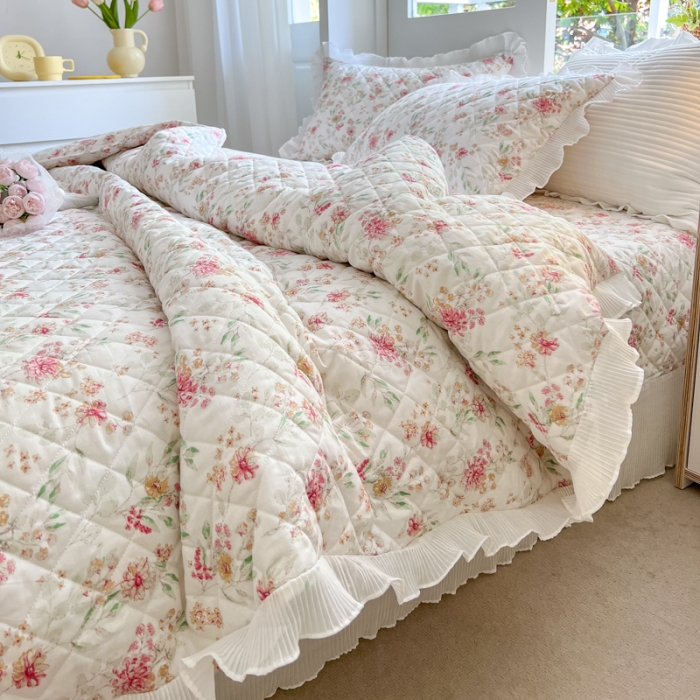 91家纺网 家纺一手货源 找家纺 淑女公社家纺 2022新款四季多功能全夹棉四件套 花期