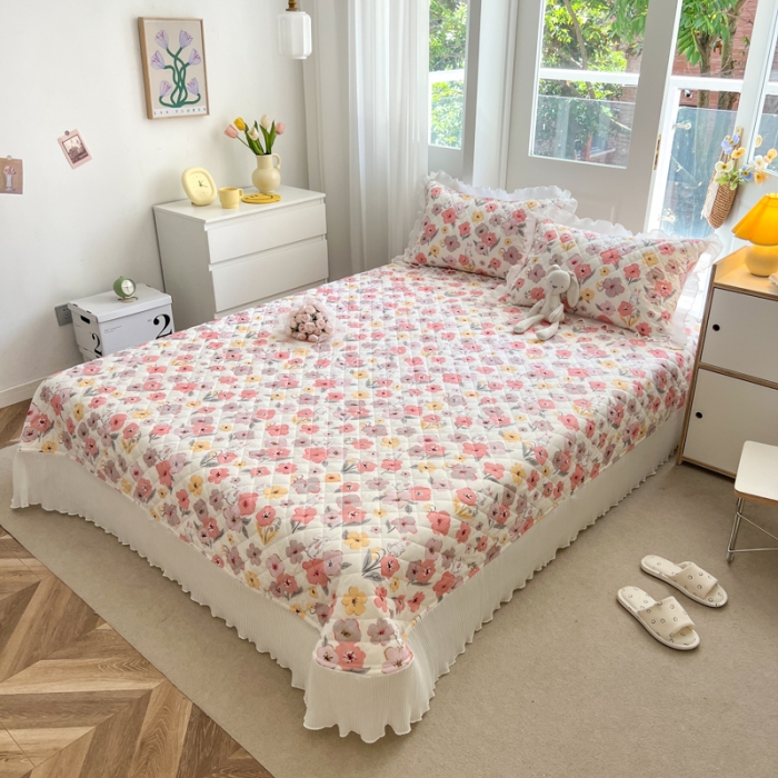 91家纺网 家纺一手货源 找家纺 淑女公社家纺 2022新款四季多功能全夹棉四件套 花园兔