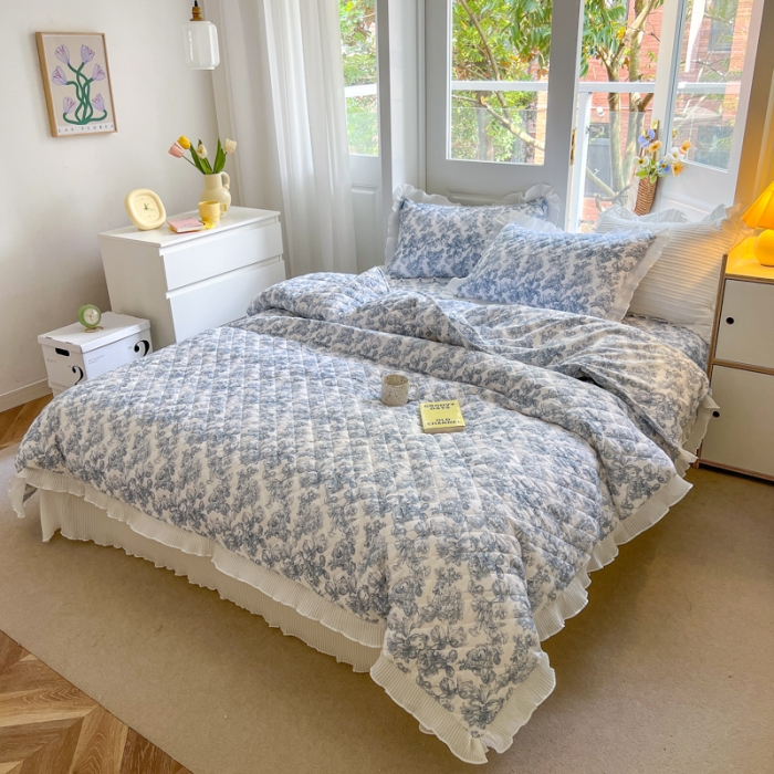 91家纺网 家纺一手货源 找家纺 淑女公社家纺 2022新款四季多功能全夹棉四件套 似水流年