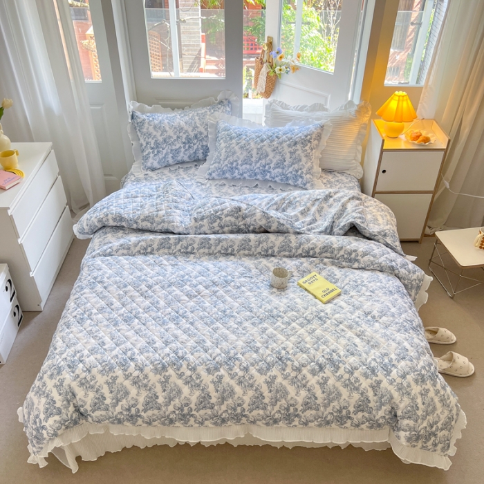 91家纺网 家纺一手货源 找家纺 淑女公社家纺 2022新款四季多功能全夹棉四件套 似水流年