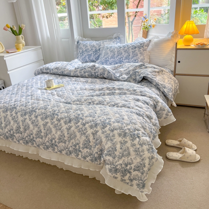 91家纺网 家纺一手货源 找家纺 淑女公社家纺 2022新款四季多功能全夹棉四件套 似水流年