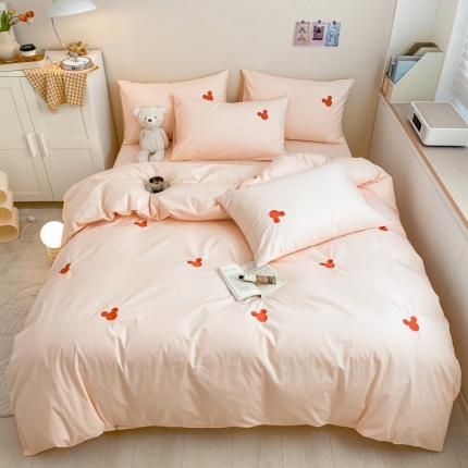 91家纺网 家纺一手货源 找家纺 静家居 202440sA类水洗棉米奇刺绣四件套 米奇咖咖