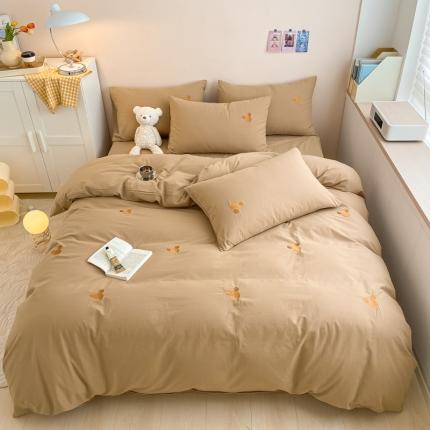 91家纺网 家纺一手货源 找家纺 静家居 202440sA类水洗棉米奇刺绣四件套 米奇咖咖