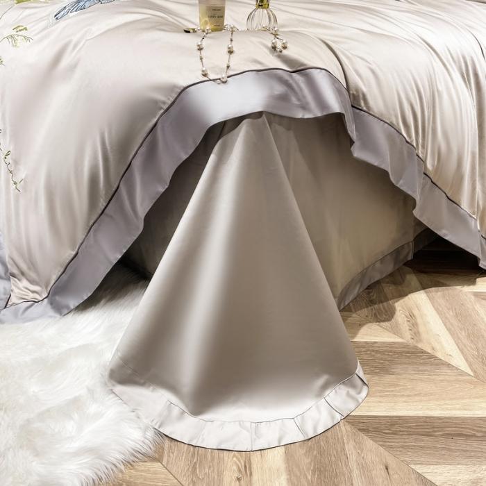 91家纺网 家纺一手货源 找家纺 200支新款长绒棉宽边刺绣四件套