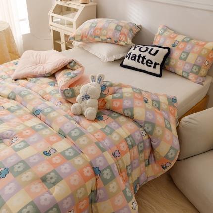 有货 2022新款秋冬益生菌豆奶被 五彩花盘