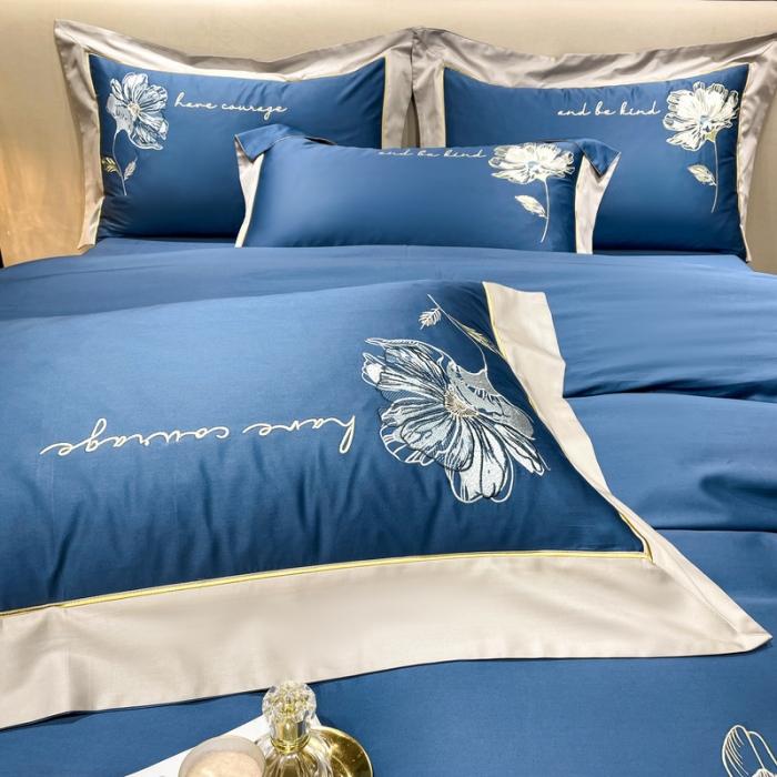 91家纺网 家纺一手货源 找家纺 200支新款长绒棉宽边刺绣四件套