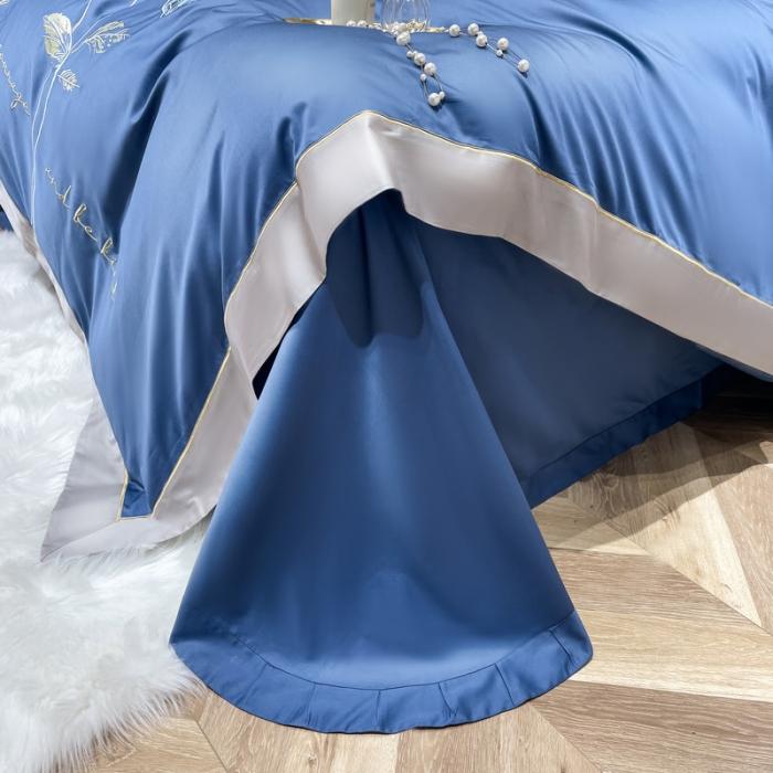 91家纺网 家纺一手货源 找家纺 200支新款长绒棉宽边刺绣四件套