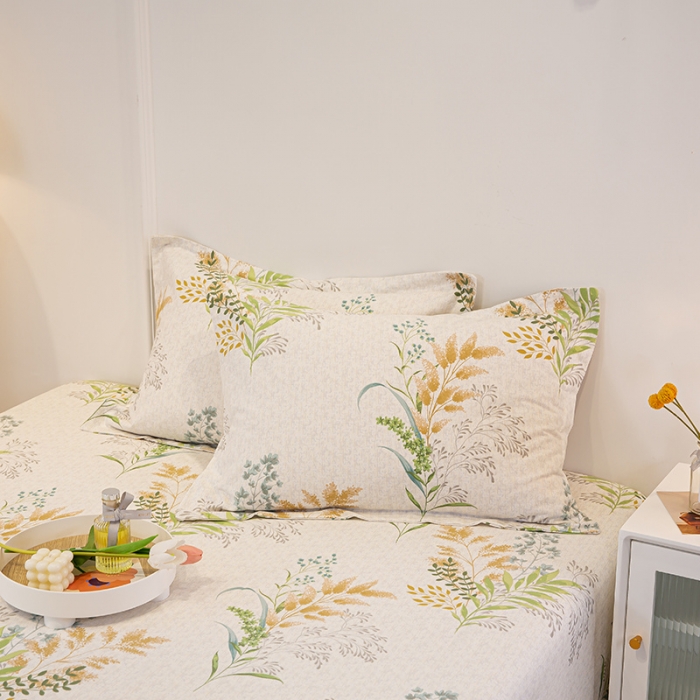 91家纺网 家纺一手货源 找家纺 涵宸 2022新款全棉磨毛印花款系列-单品枕套 六叶一对