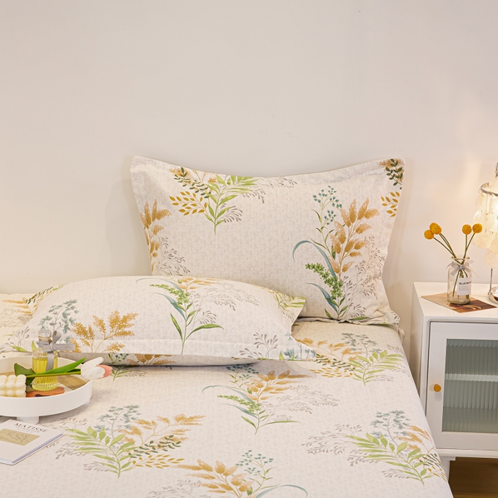 91家纺网 家纺一手货源 找家纺 涵宸 2022新款全棉磨毛印花款系列-单品枕套 六叶一对