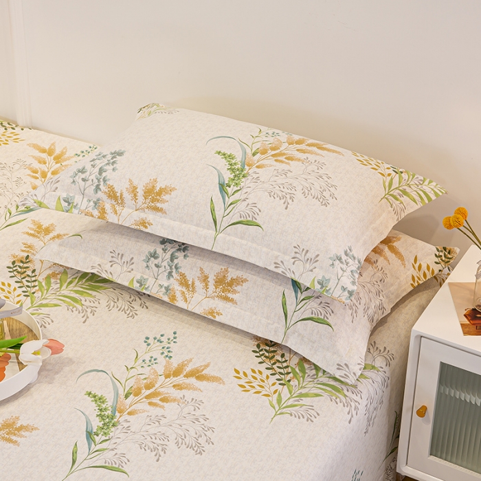 91家纺网 家纺一手货源 找家纺 涵宸 2022新款全棉磨毛印花款系列-单品枕套 六叶一对