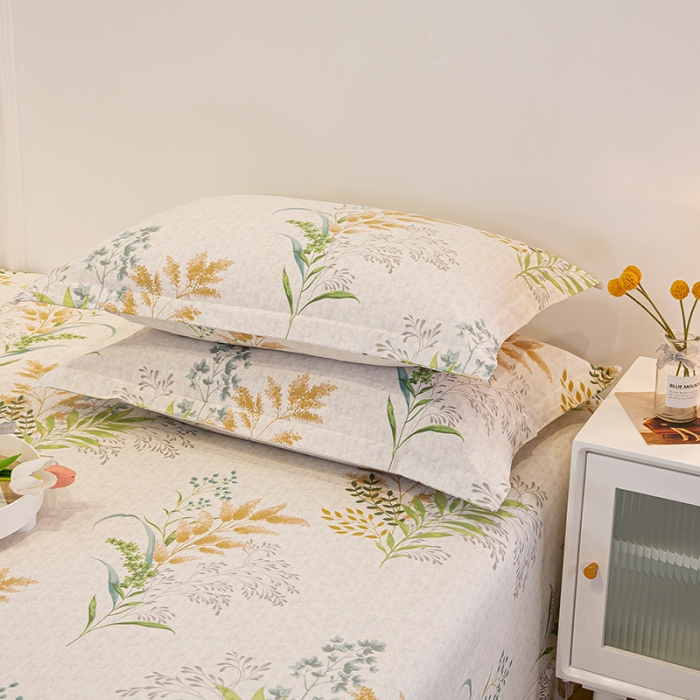 91家纺网 家纺一手货源 找家纺 涵宸 2022新款全棉磨毛印花款系列-单品枕套 六叶一对