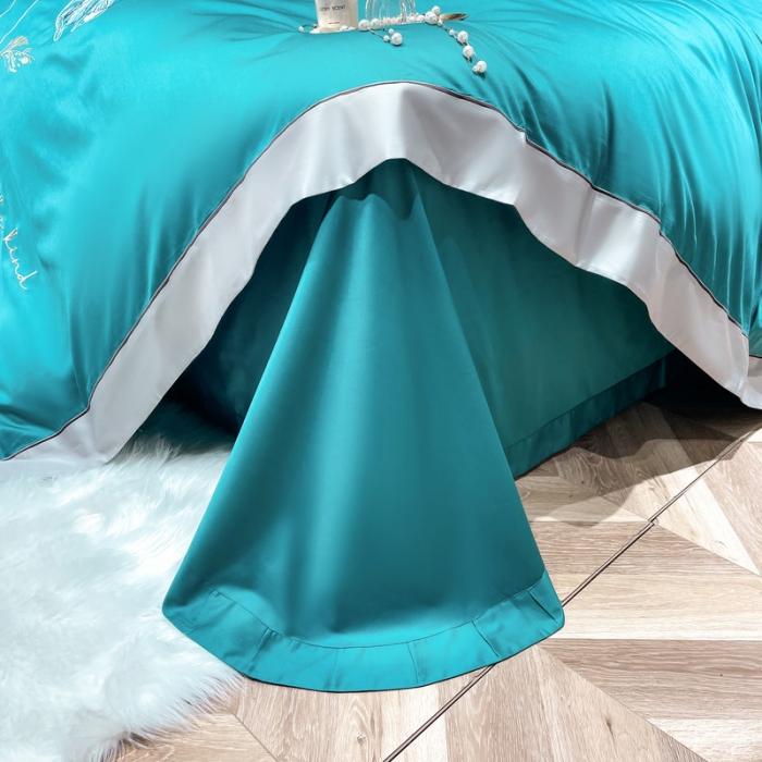 91家纺网 家纺一手货源 找家纺 200支新款长绒棉宽边刺绣四件套