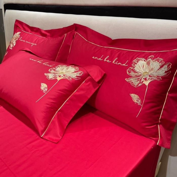 91家纺网 家纺一手货源 找家纺 200支新款长绒棉宽边刺绣四件套