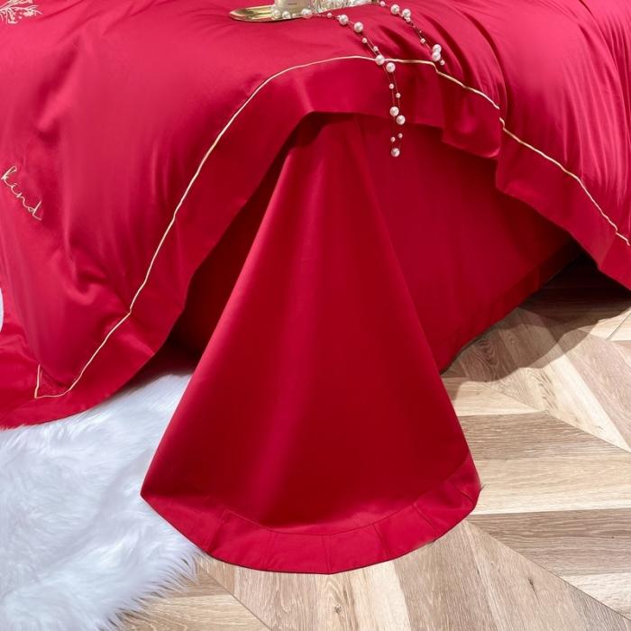 91家纺网 家纺一手货源 找家纺 200支新款长绒棉宽边刺绣四件套