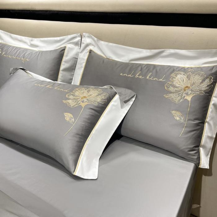 91家纺网 家纺一手货源 找家纺 200支新款长绒棉宽边刺绣四件套