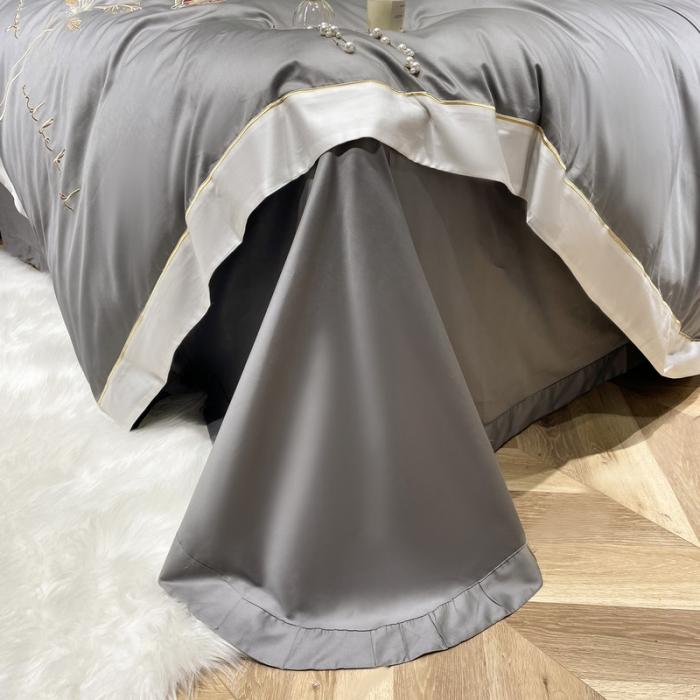 91家纺网 家纺一手货源 找家纺 200支新款长绒棉宽边刺绣四件套