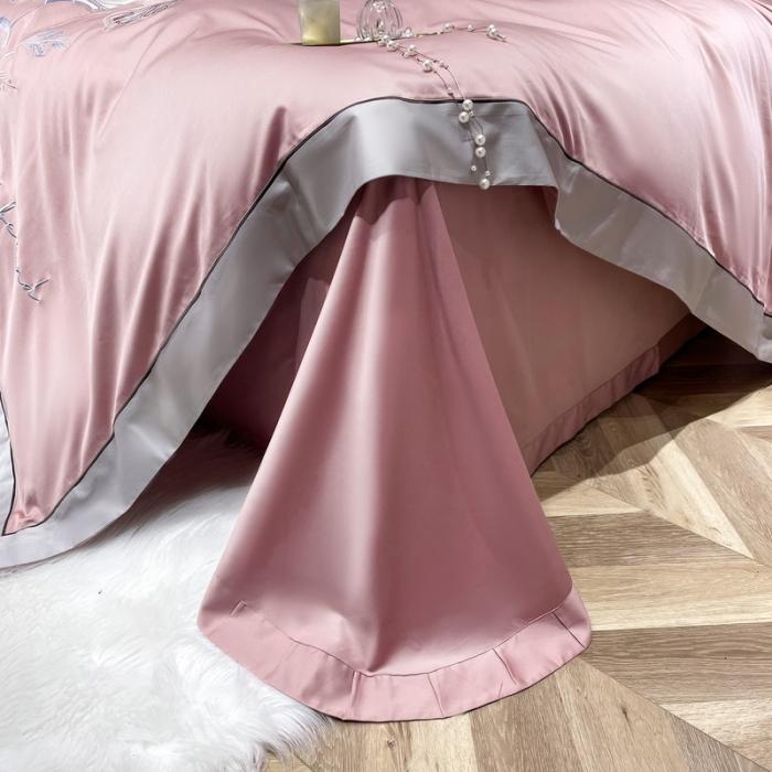 91家纺网 家纺一手货源 找家纺 200支新款长绒棉宽边刺绣四件套